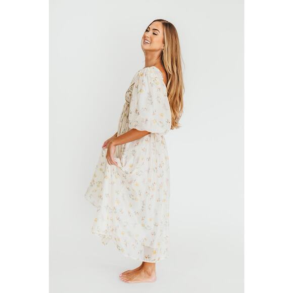 Worth Collective NWT Harlow Maxi Dress in Tiny Yellow Floral Bump Friendly XL - Picture 3 of 15